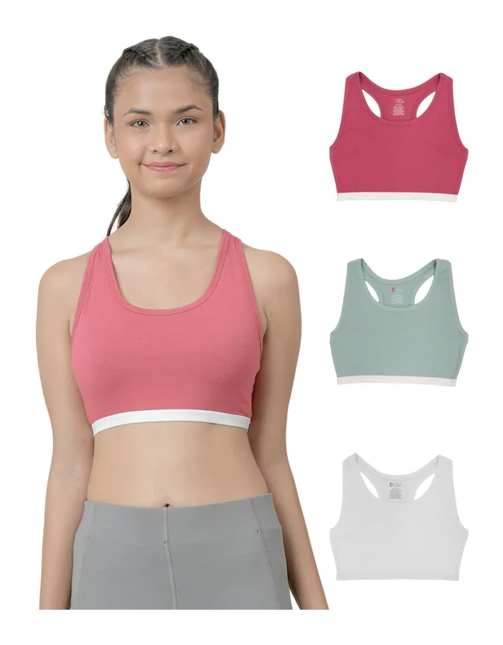 Sports Bra -Solid Color  Combo Outer Elastic Pack of 3