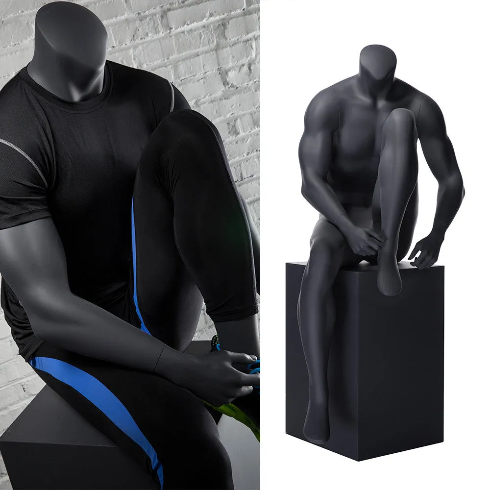 Sports Headless Male Mannequin  Putting on Shoes: Matte Gray