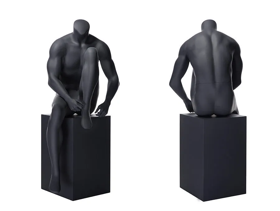 Sports Headless Male Mannequin  Putting on Shoes: Matte Gray