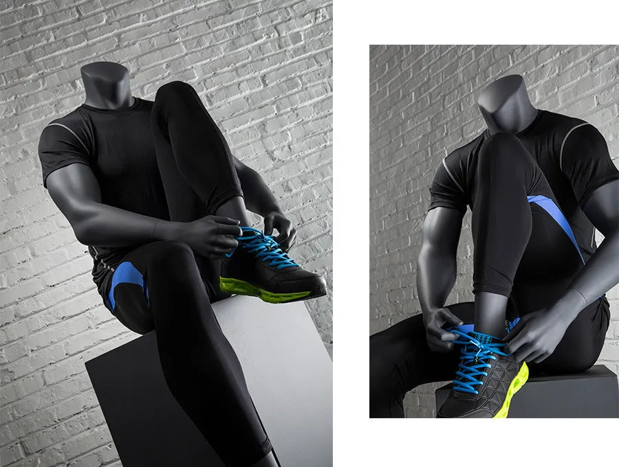 Sports Headless Male Mannequin  Putting on Shoes: Matte Gray