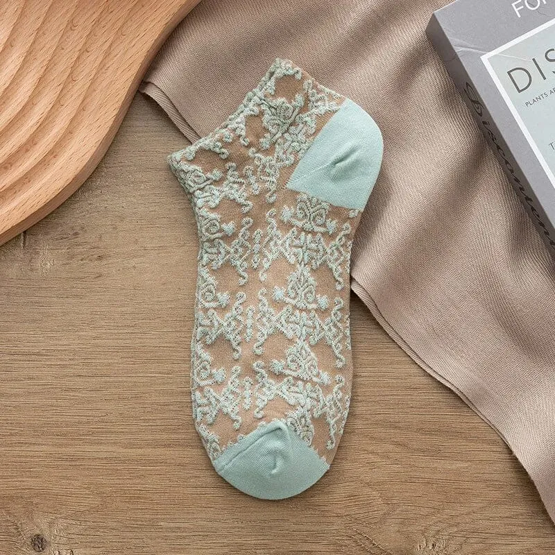 Vintage Embossed Cotton Socks