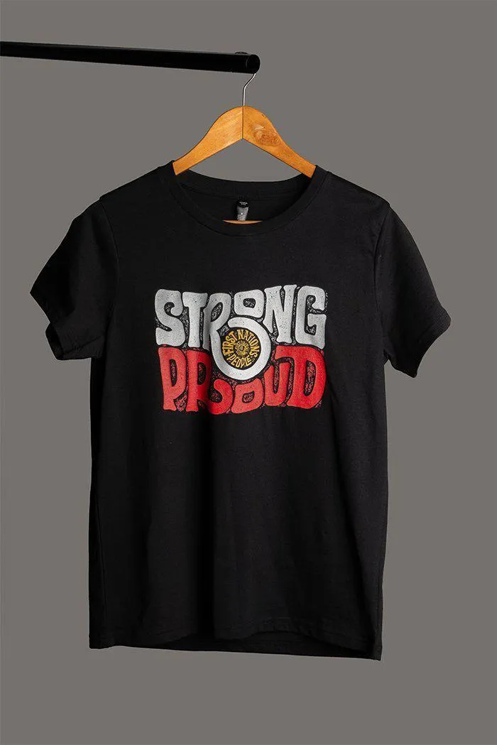 Vintage Strong & Proud Classic Black Cotton Crew Neck Women's T-Shirt