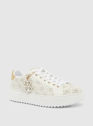 White Denesa Low-Top Platform Sneakers