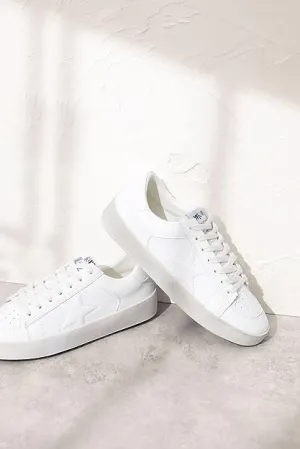 White Rubber Sole Lace-Up Glitter Leather Star