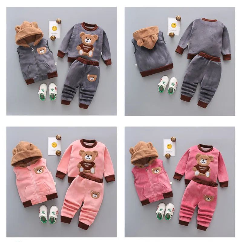 Winter 3 pieces hooded sweater suit For Kids