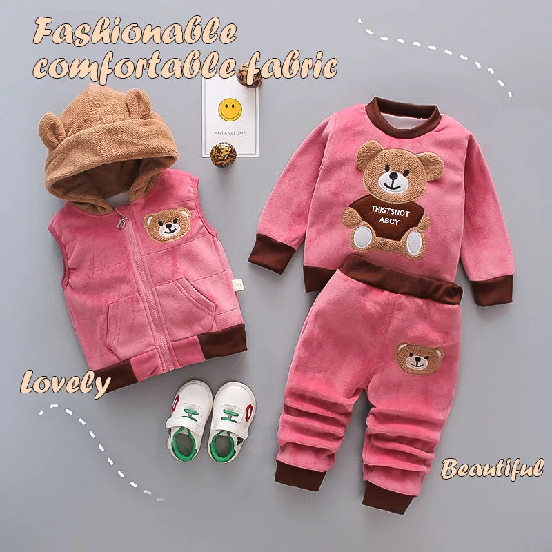 Winter 3 pieces hooded sweater suit For Kids