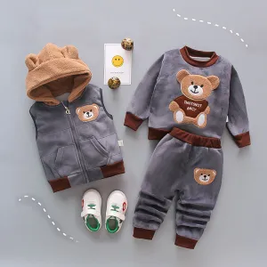 Winter 3 pieces hooded sweater suit For Kids