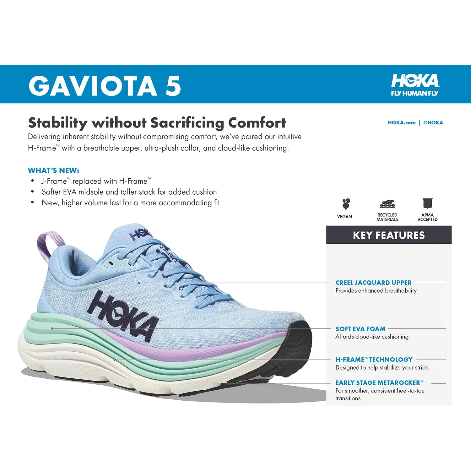 Women's Hoka Gaviota 5 Harbor Mist/Rose Gold Mesh