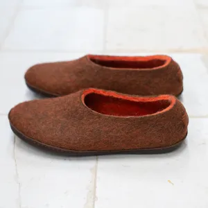 Women's Sheep & Alpaca Wool Slippers - Brown/Orange