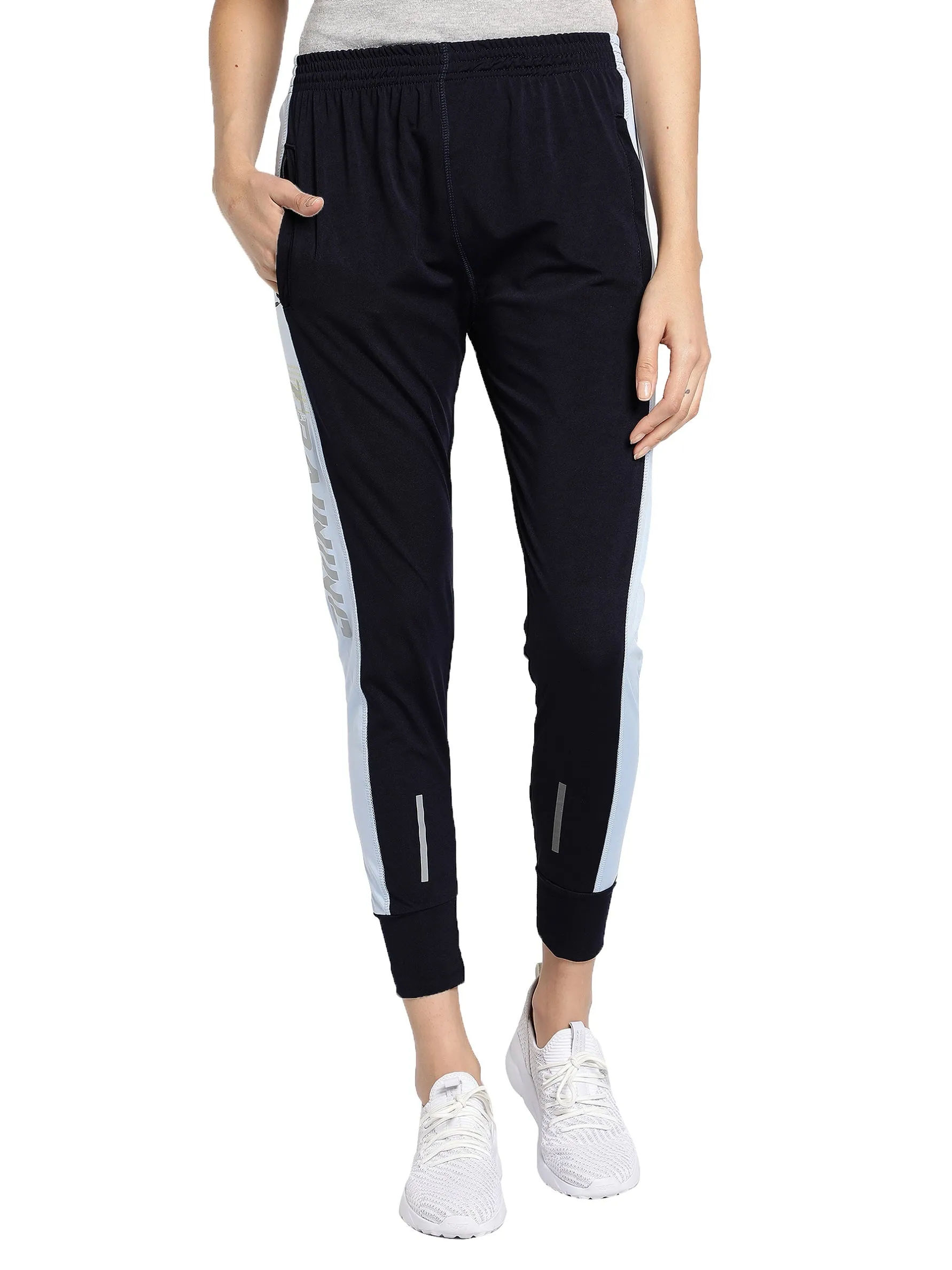 Women's Stretchable Lycra Joggers Track Pants with 2 Zippered Pockets for Gym, Yoga, Workout and Casual Wear