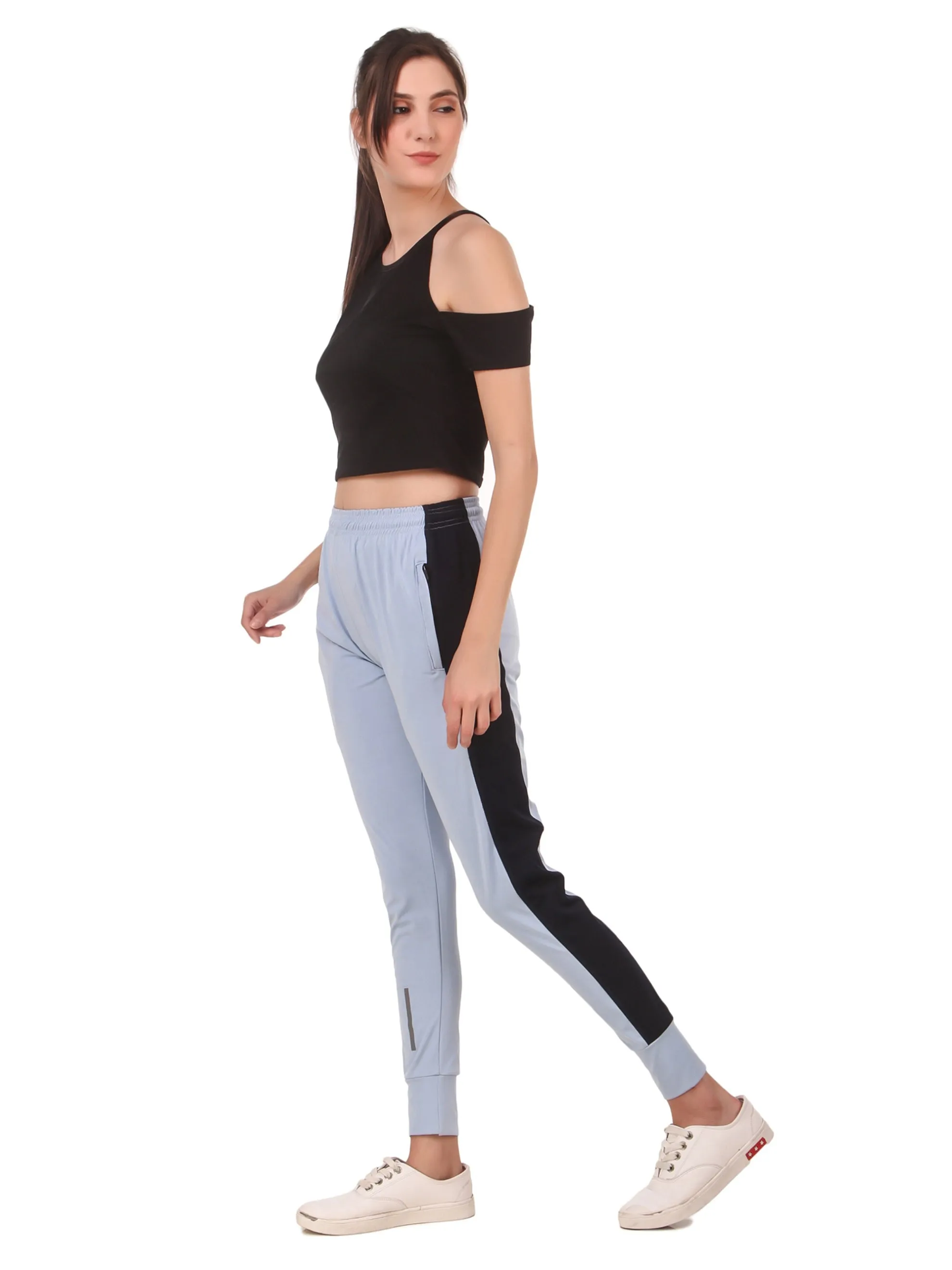 Women's Stretchable Lycra Joggers Track Pants with 2 Zippered Pockets for Gym, Yoga, Workout and Casual Wear