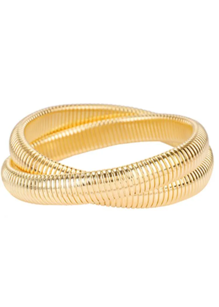 Zaliki 2 Row Herringbone Bracelet-Gold