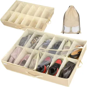 ZAUCK Under Bed Shoe Storage Organizer 2 Pack